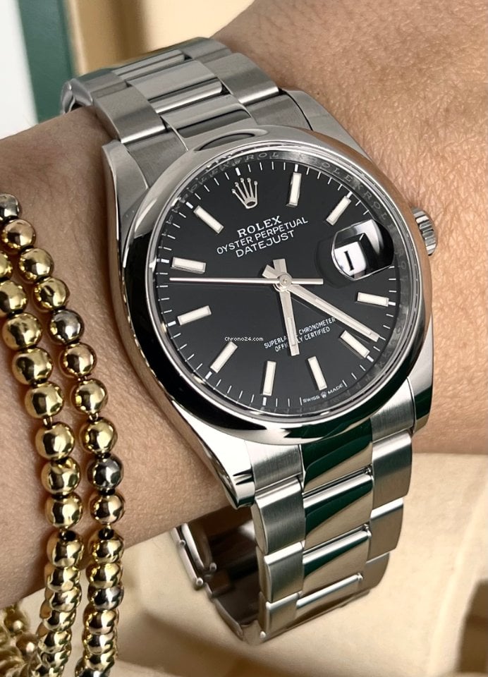 Datejust 36mm Rolex Schwarzes Zifferblatt Kaufen Sie Online Eine