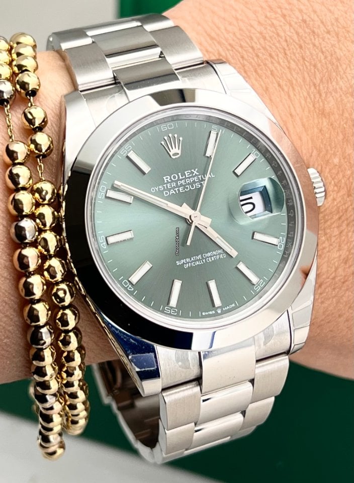 Datejust 41 mm, grünes Zifferblatt, neue Box und Papiere