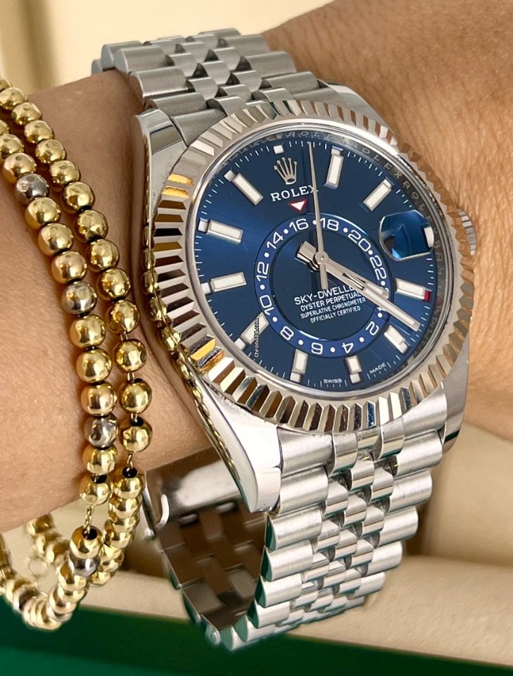 Sky-Dweller 42 Jahreskalender, blaues Zifferblatt, Jubille, komplettes Set, unpoliert
