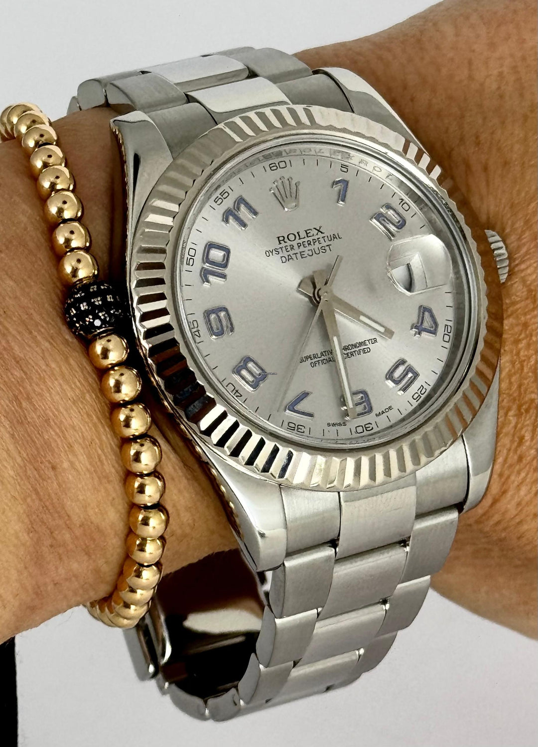 Rolex Datejust II Arbic Silbernes Zifferblatt B&P Weißgold-Lünette