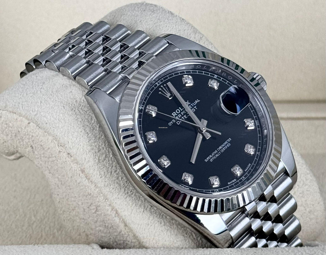Rolex Datejust 41, Zifferblatt mit schwarzen Diamanten, wie neu, Box und Papiere