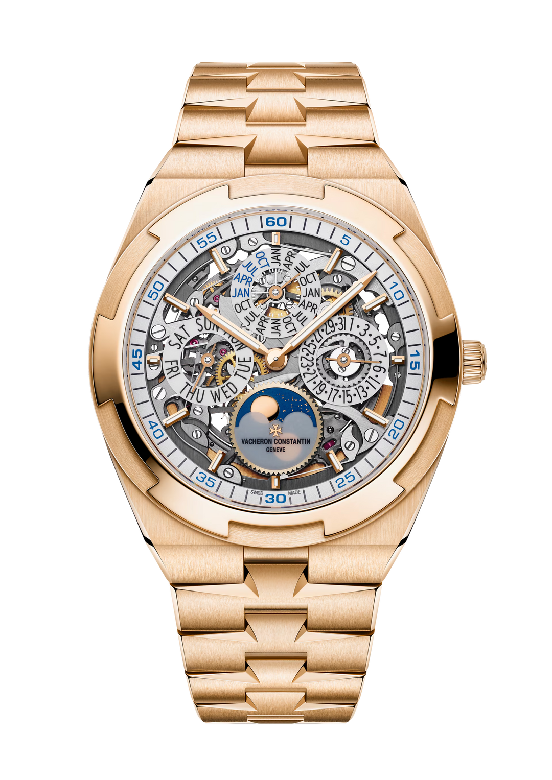 Overseas Perpetual Calendar Ultra-Thin Skeleton 41.5mm Pink Gold Automatic Watch