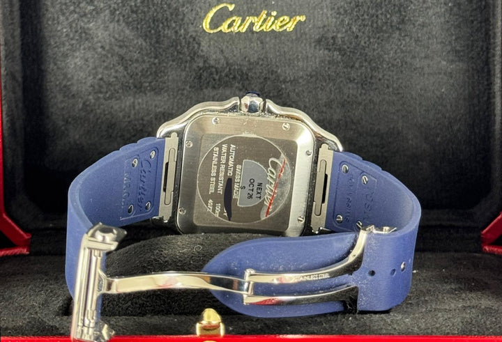 Santos De Cartier 11/2024 NEU Großes Zifferblatt Blaue Keramiklünette