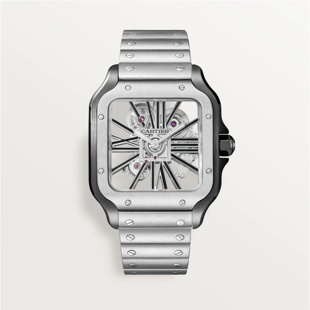 Santos de Cartier Skeleton Large Manual Watch Black ADLC
