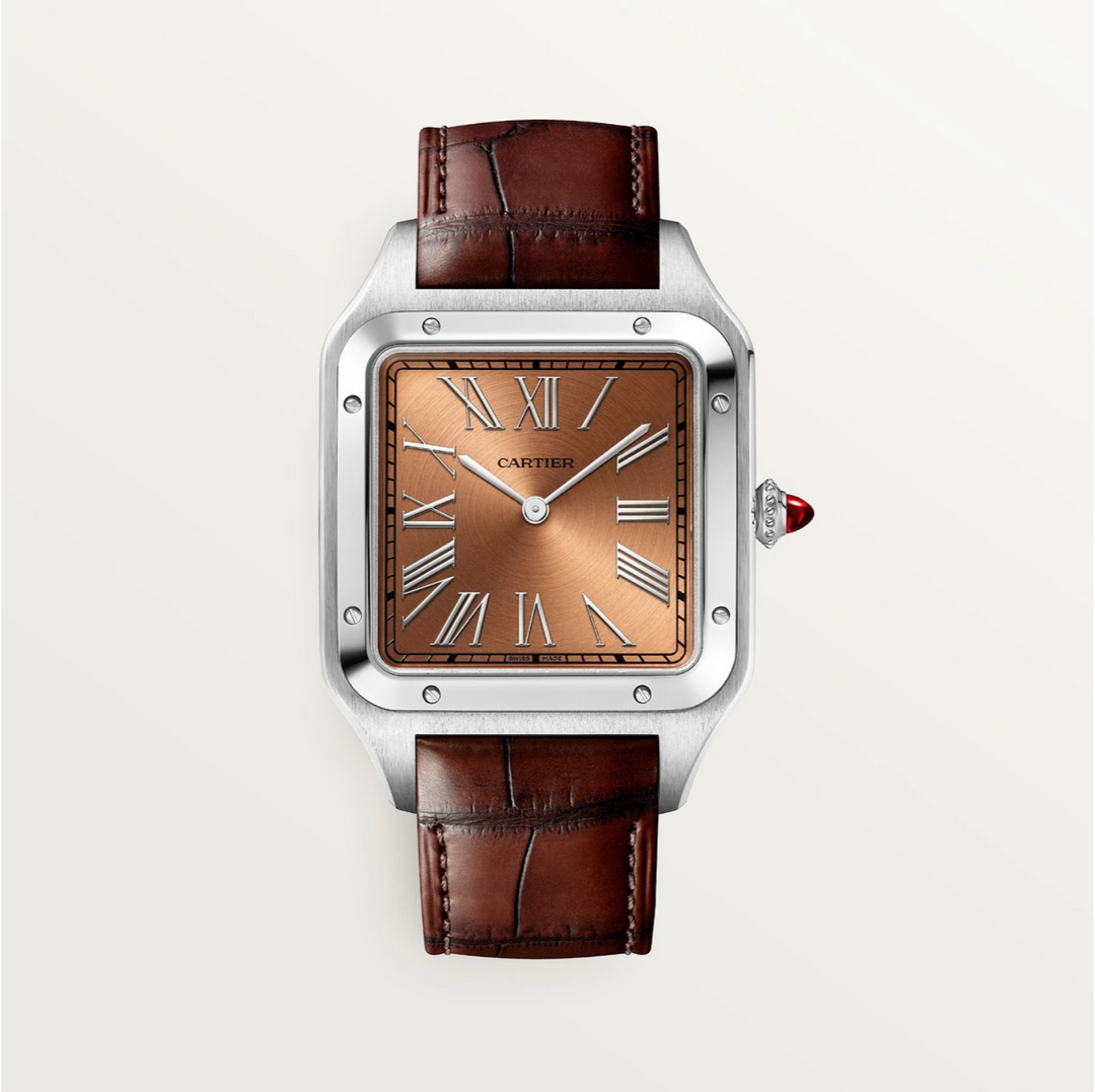 Santos-Dumont XL Platinum Brown Alligator Manual