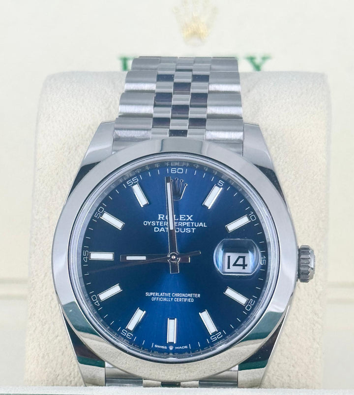 Rolex Datejust 41 Full SET 2022 on Jubille Blue Stick Dial