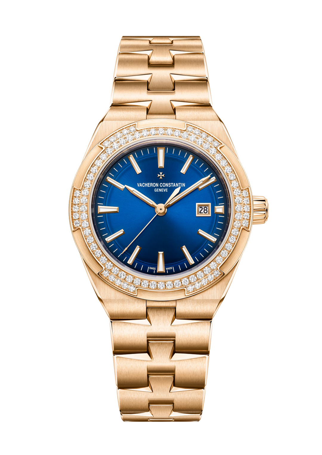 Overseas Self-Winding 35mm Pink Gold Diamond Bezel Watch