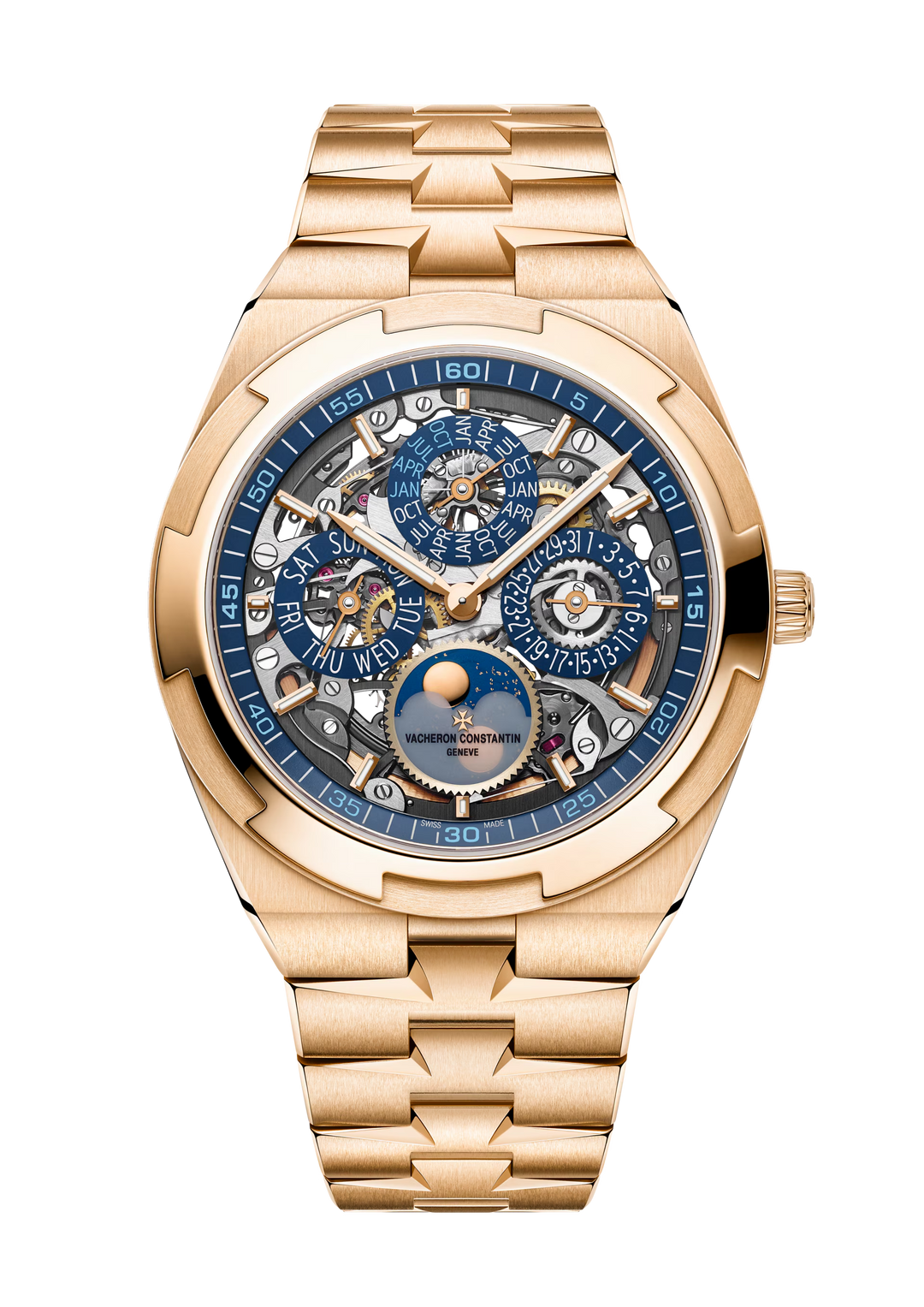 Overseas Perpetual Calendar Ultra-Thin Skeleton 41.5mm Pink Gold Automatic Watch