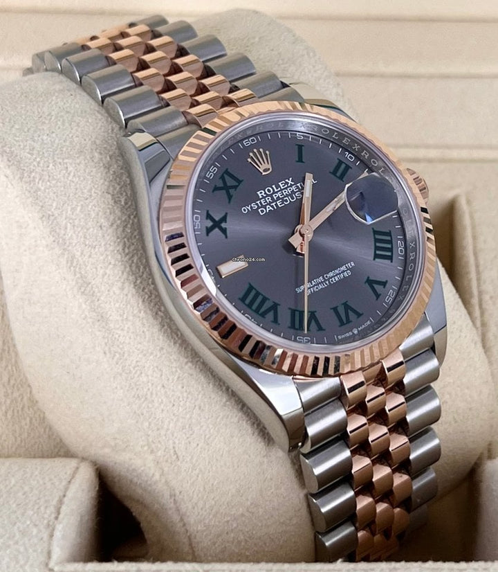 Datejust 36 mm Wimbeldon-Zifferblatt 18 Karat Roségold