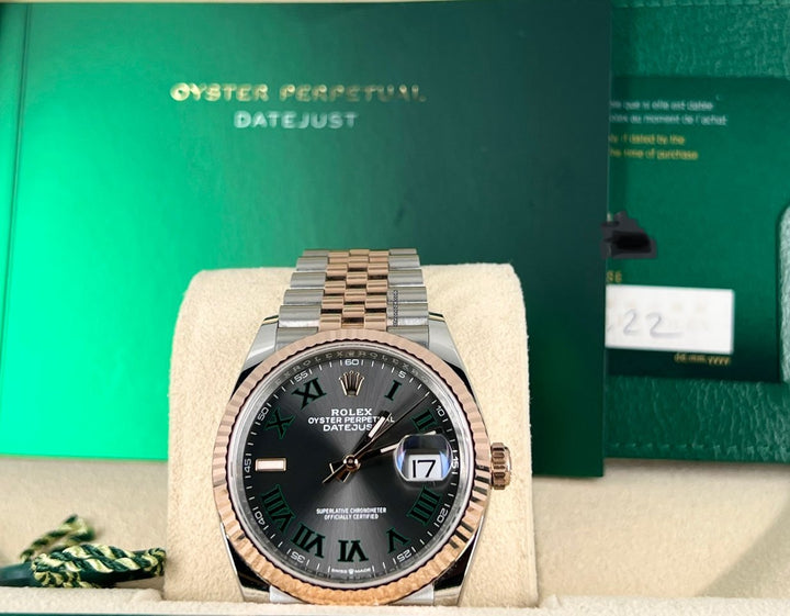 Datejust 36 mm Wimbeldon-Zifferblatt 18 Karat Roségold