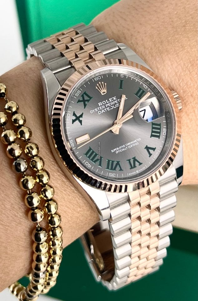 Datejust 36 mm Wimbeldon-Zifferblatt 18 Karat Roségold