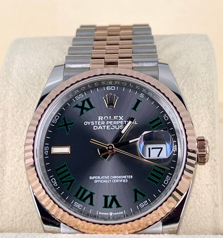 Datejust 36 mm Wimbeldon-Zifferblatt 18 Karat Roségold