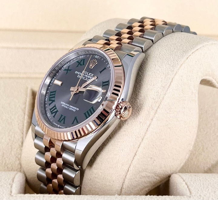 Datejust 36 mm Wimbeldon-Zifferblatt 18 Karat Roségold