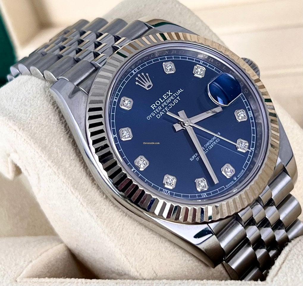 Rolex Datejust 41 Blaues Diamanten-Zifferblatt Neuwertig