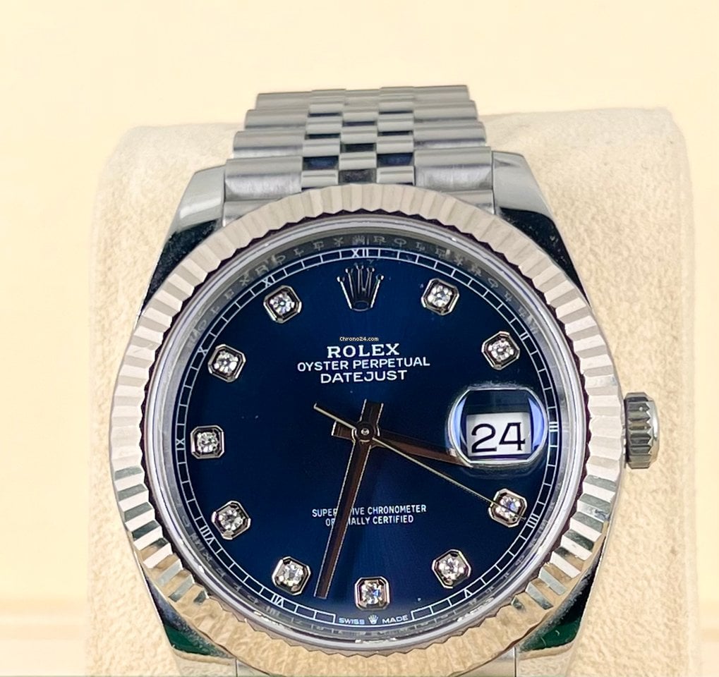 Rolex Datejust 41 Blaues Diamanten-Zifferblatt Neuwertig