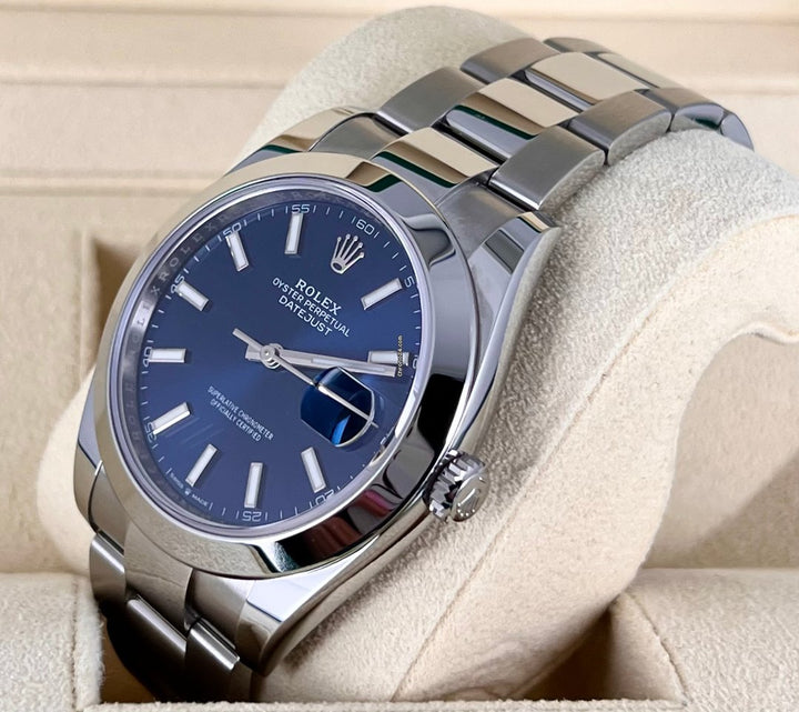 Datejust 41 126300 Blaues Stabzifferblatt Neu 2024