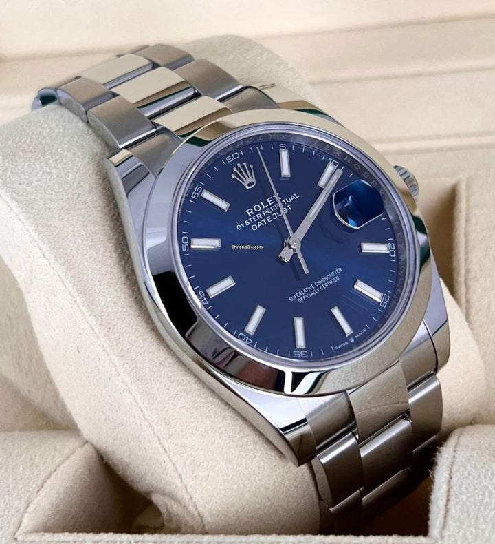Datejust 41 126300 Blaues Stabzifferblatt Neu 2024