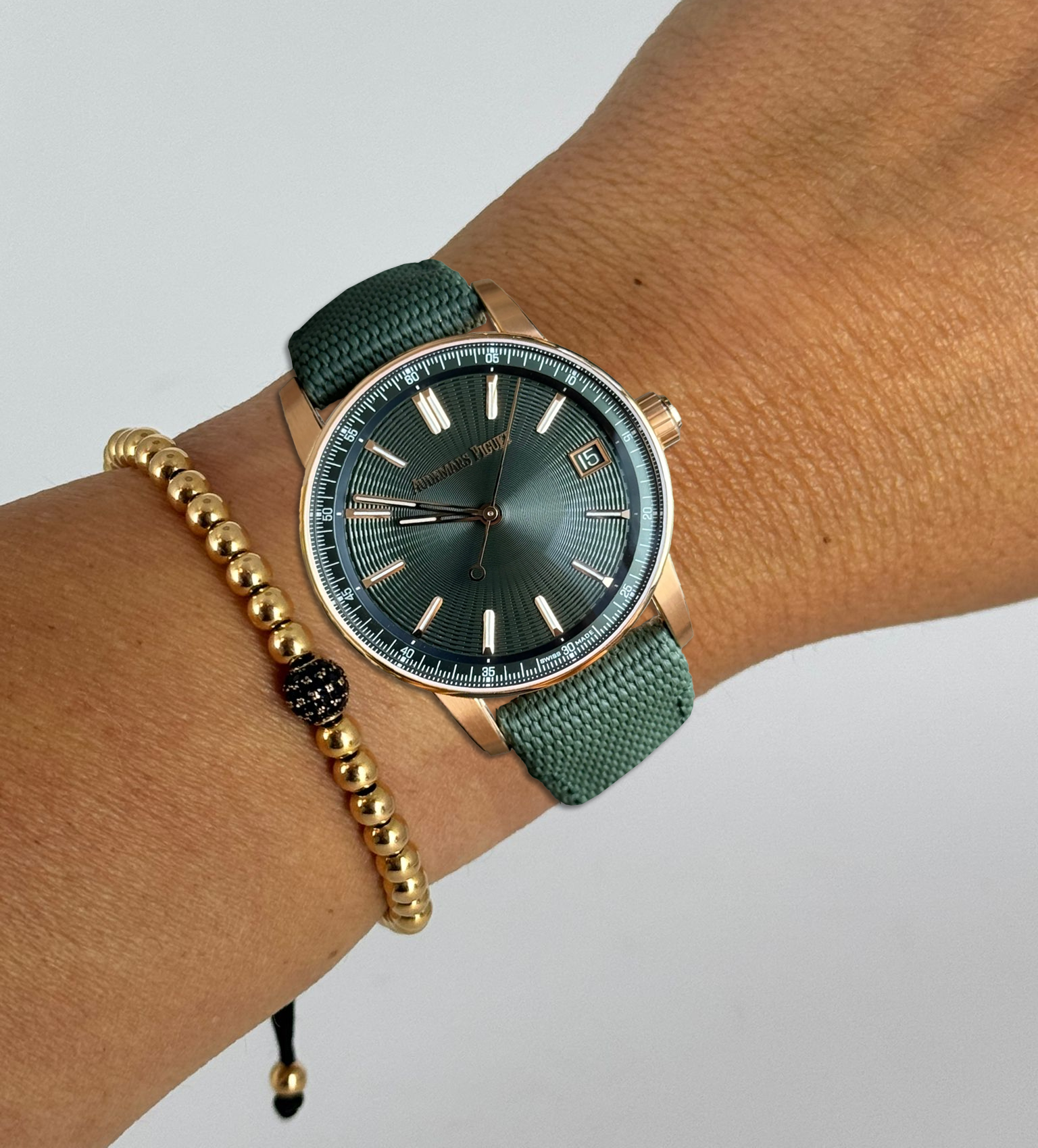 Code 11.59 Datum Automatik Grünes Zifferblatt Roségold