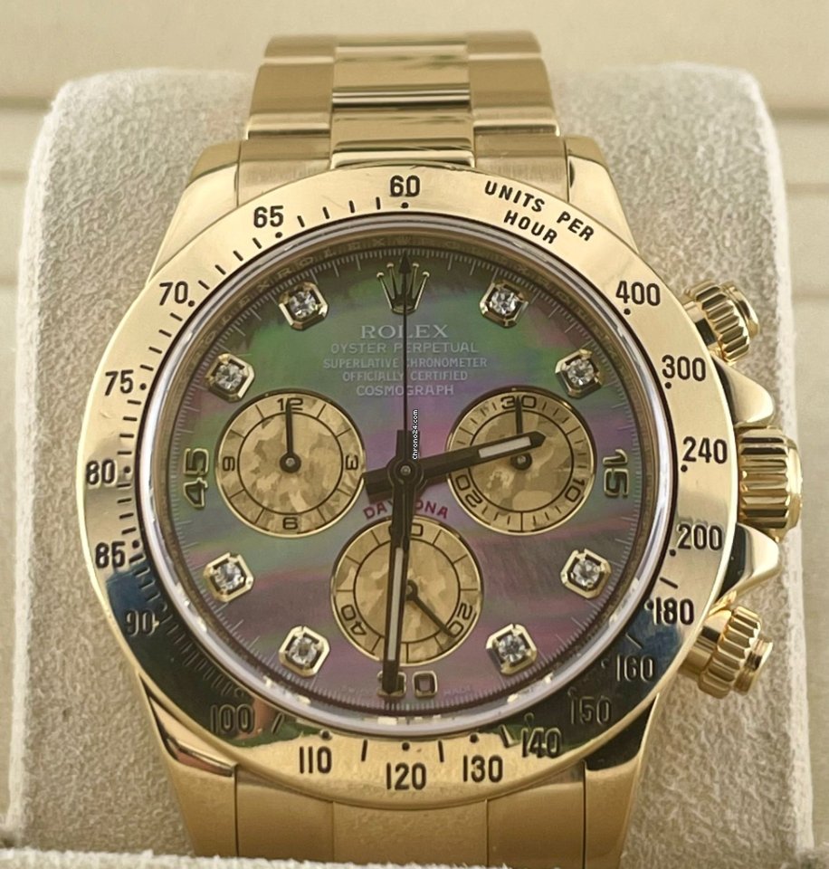 Daytona 18K Gelbgold, Tahiti-Diamant-Zifferblatt, Komplettset, 2010, nach Service