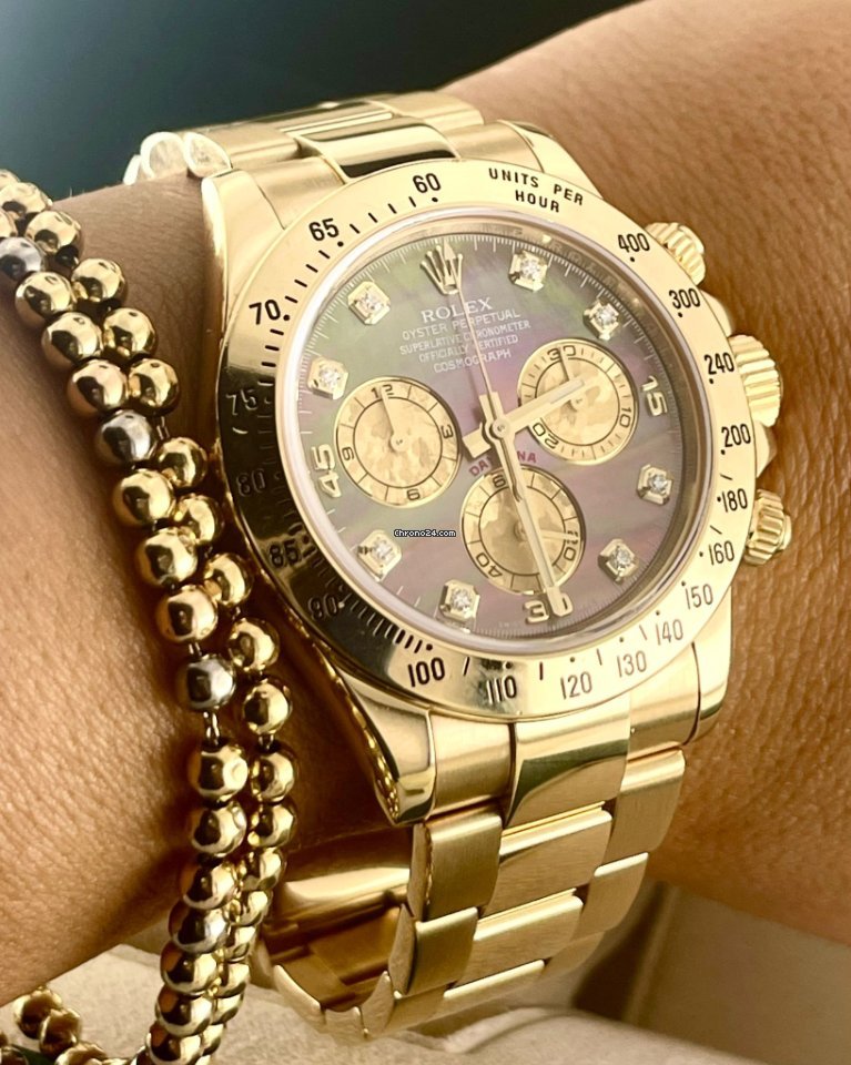 Daytona 18K Gelbgold, Tahiti-Diamant-Zifferblatt, Komplettset, 2010, nach Service