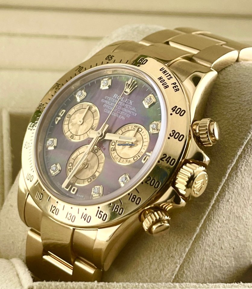 Daytona 18K Gelbgold, Tahiti-Diamant-Zifferblatt, Komplettset, 2010, nach Service