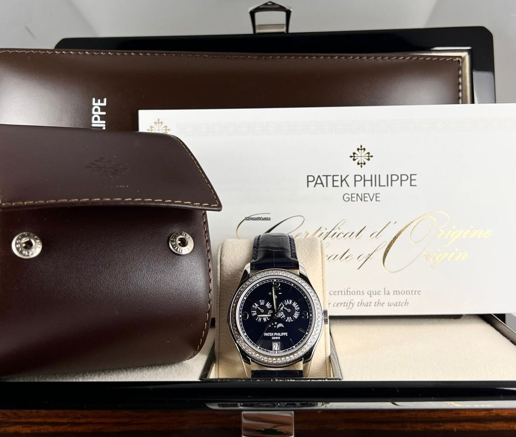 Jahreskalender 39 mm Blaues Zifferblatt Werksdiamanten-Lünette