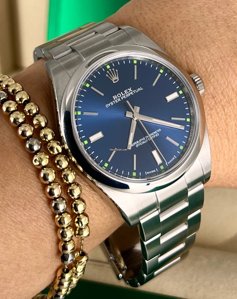 Oyster Perpetual 39 blaues Zifferblatt, wie neu, nur Uhr