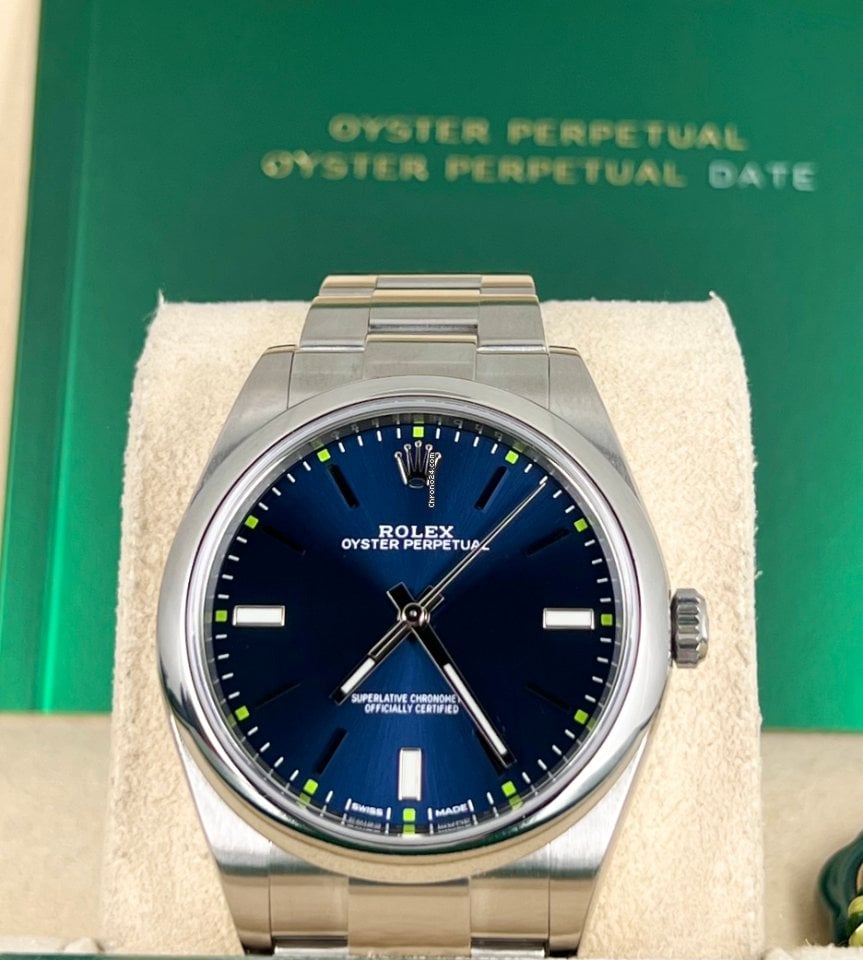 Oyster Perpetual 39 blaues Zifferblatt, wie neu, nur Uhr