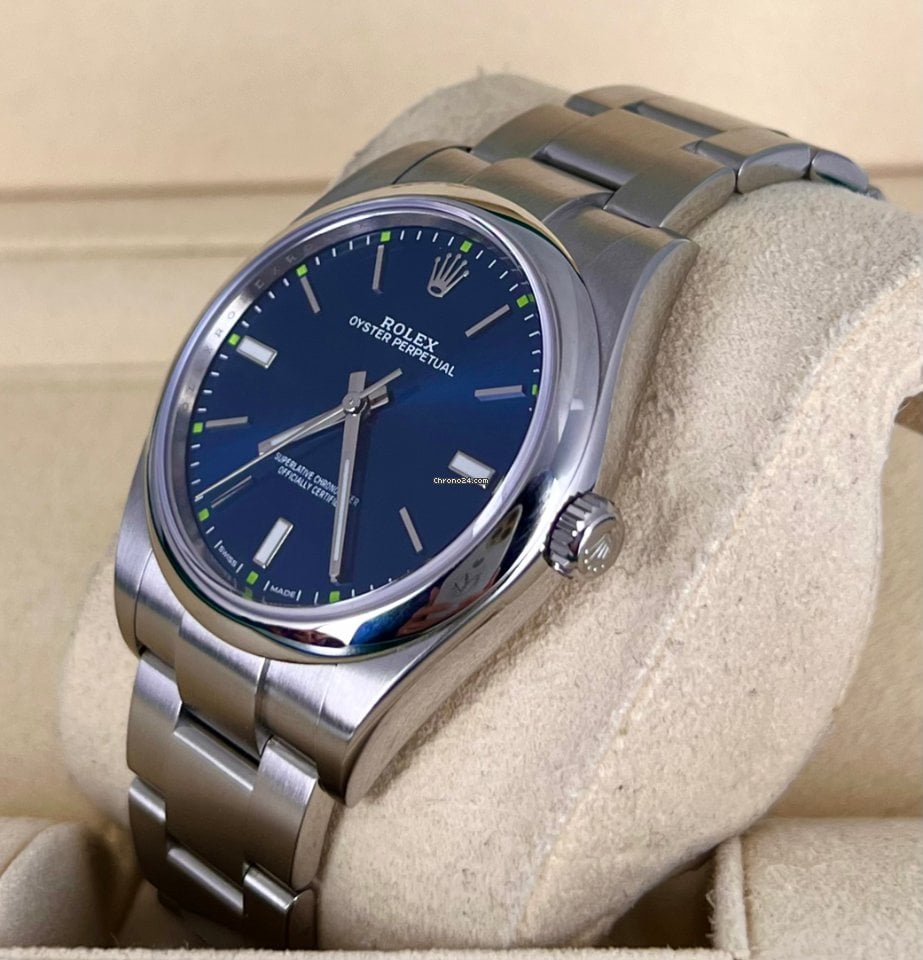 Oyster Perpetual 39 blaues Zifferblatt, wie neu, nur Uhr