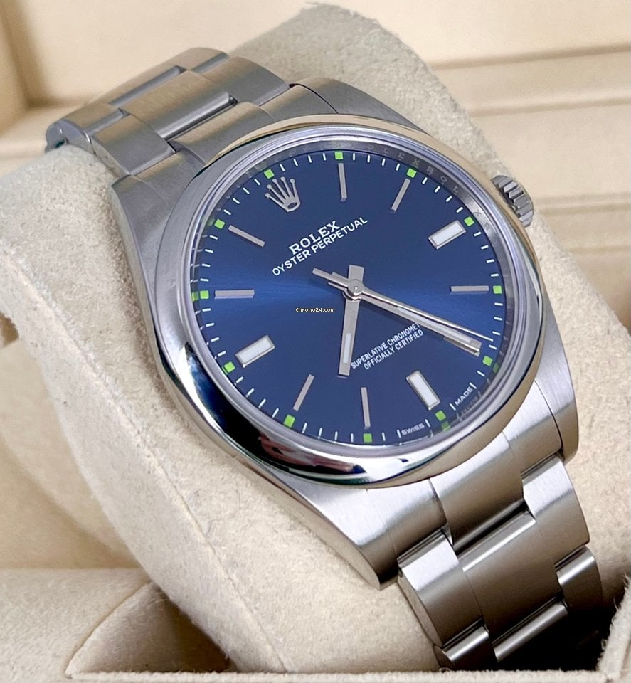 Oyster Perpetual 39 blaues Zifferblatt, wie neu, nur Uhr