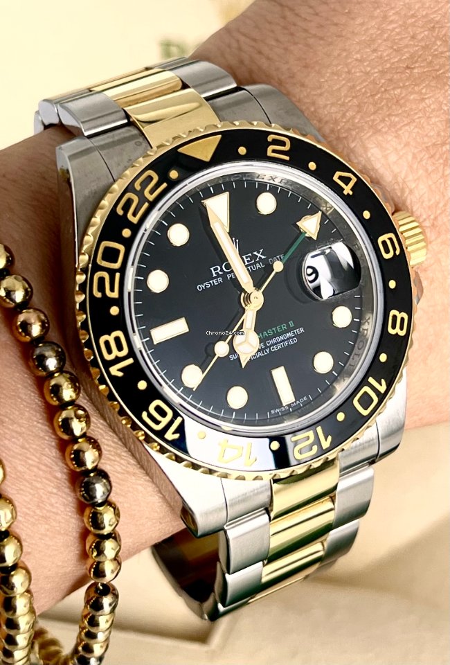 GMT-Master II 2008, wie neu, Box und Papiere, Stahl und Gold