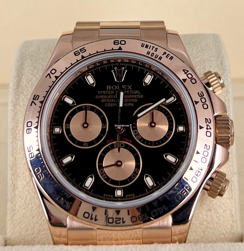 Daytona schwarzes Zifferblatt, Roségold, neuwertiger Zustand