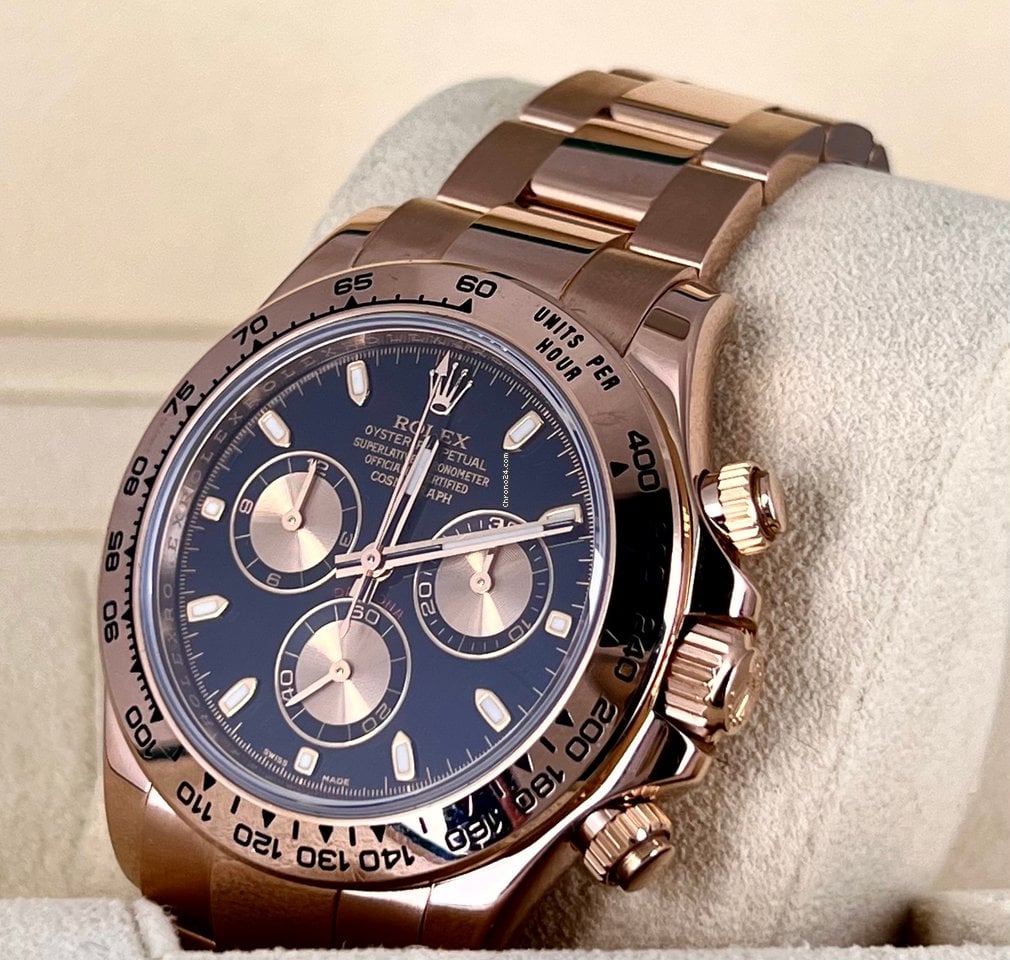 Daytona schwarzes Zifferblatt, Roségold, neuwertiger Zustand