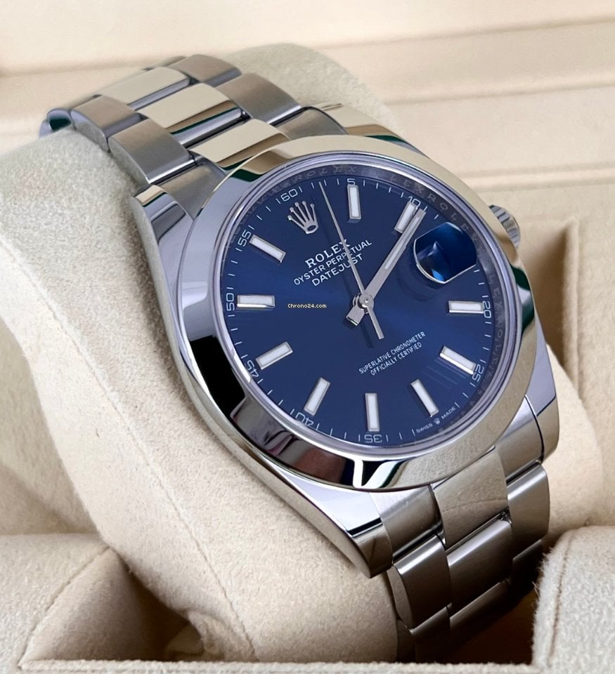 Datejust 41 Ref. 126300, blaues Stick-Zifferblatt, 2024, wie neu