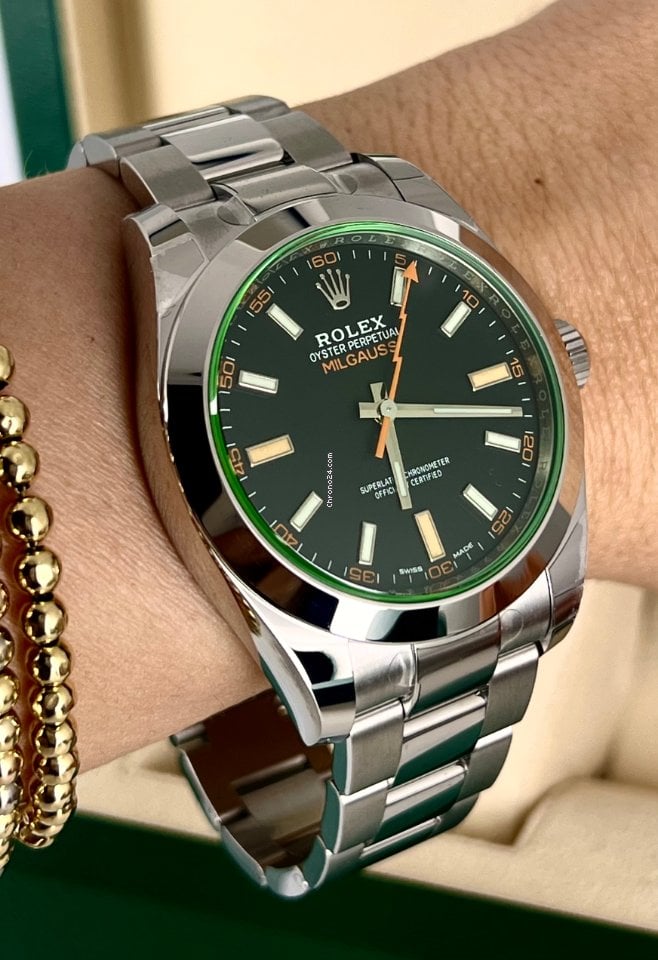 Milgauss 2022, wie neu, eingestellt, mit grünem Glas