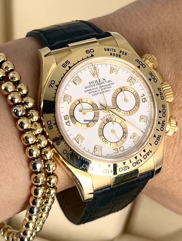 Daytona 18K Gelbgold, Diamant-Zifferblatt, unpoliert, hervorragender neuwertiger Zustand