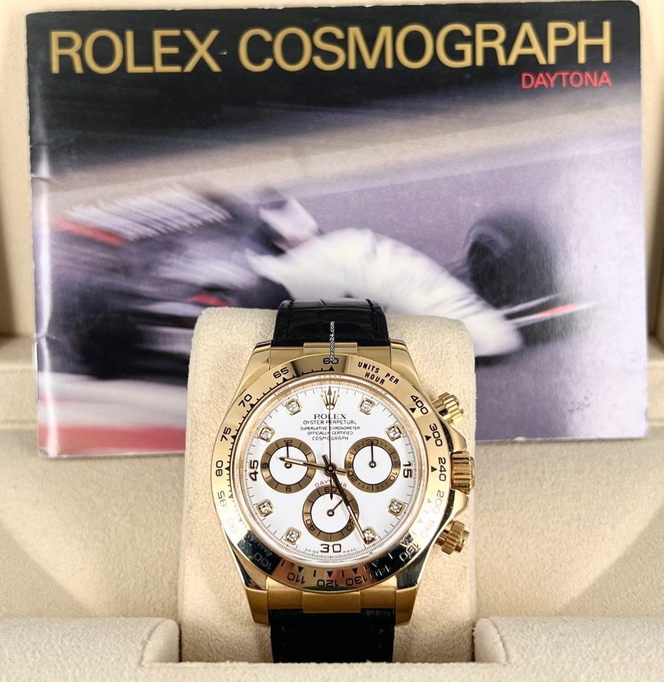 Daytona 18K Gelbgold, Diamant-Zifferblatt, unpoliert, hervorragender neuwertiger Zustand