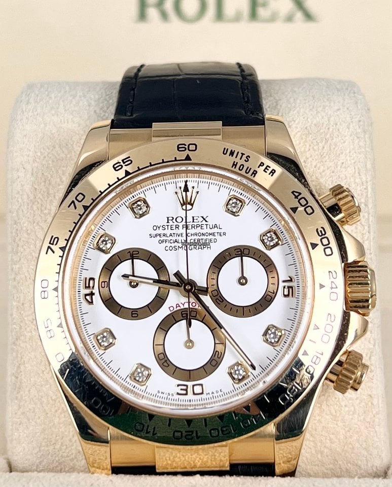Daytona 18K Gelbgold, Diamant-Zifferblatt, unpoliert, hervorragender neuwertiger Zustand