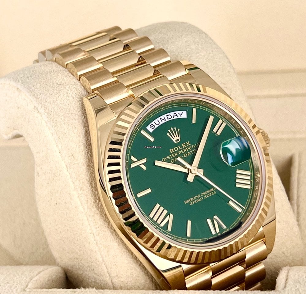 Day-Date 40 grünes Zifferblatt, Komplettset, neu, 11/2024