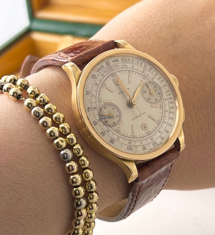 Chronograph Rose Gold Vintage Beautiful Condition