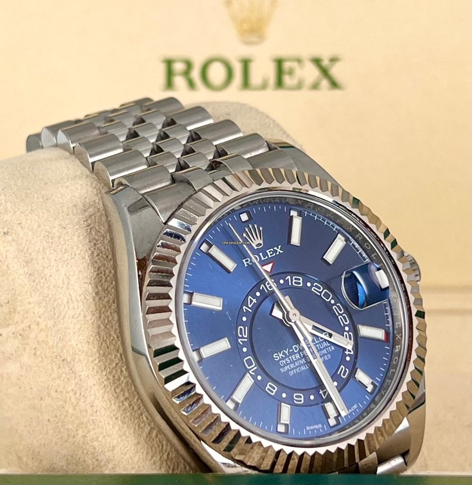 Sky-Dweller 42 mit Jahreskalender, blaues Zifferblatt, Jubilee-Armband, Komplettset, unpoliert