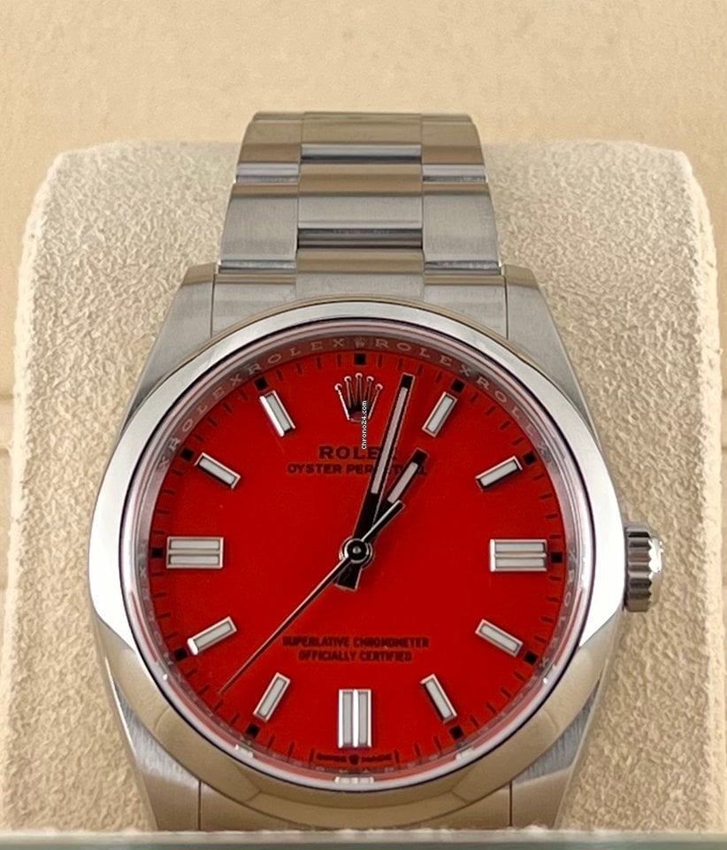 Oyster Perpetual 36 Korallenrotes Zifferblatt, eingestellt, Komplettset