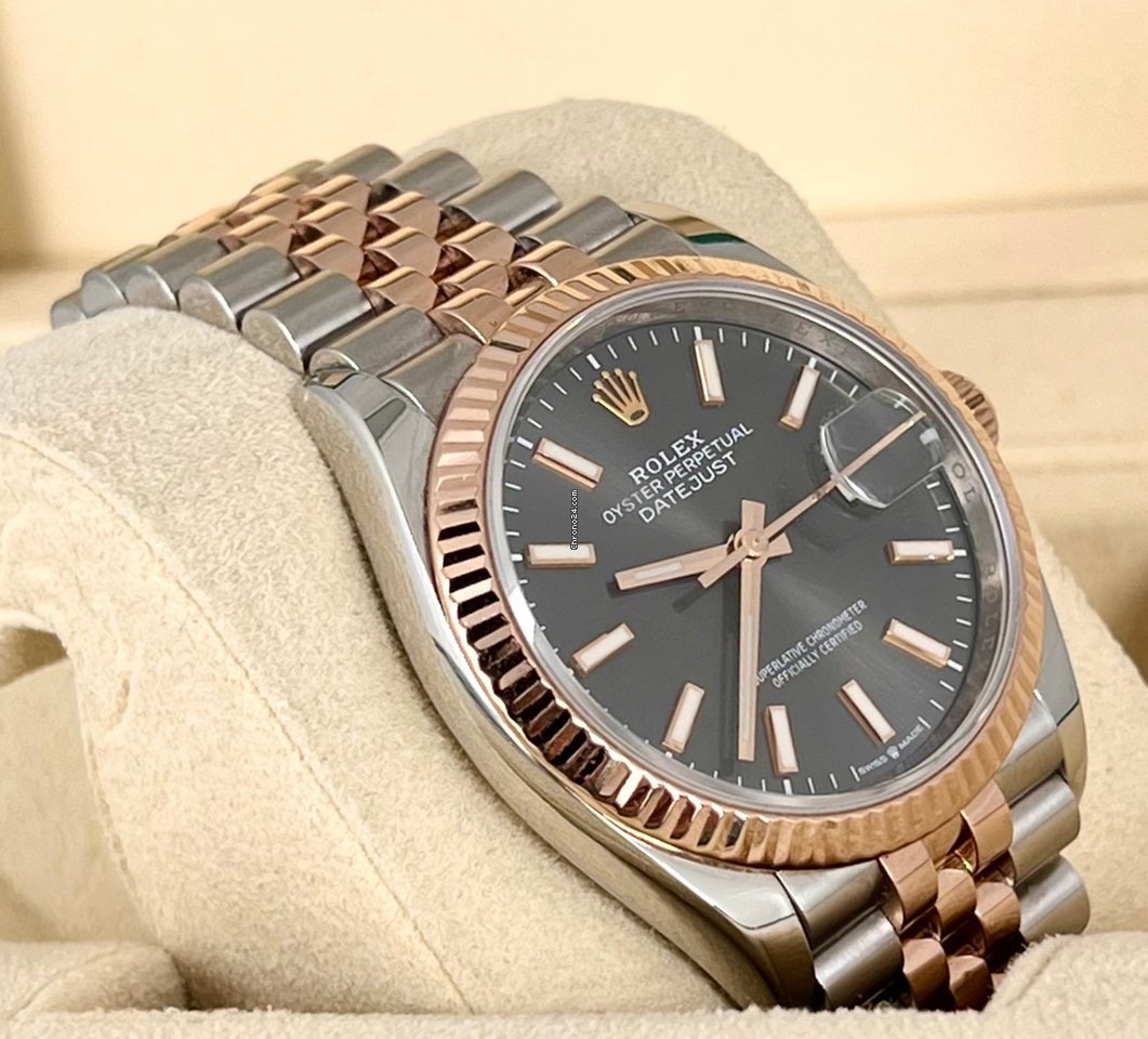 Datejust 36 Stahl und Roségold 18K, Box und Papiere