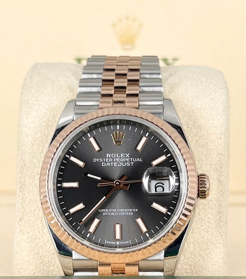 Datejust 36 Stahl und Roségold 18K, Box und Papiere