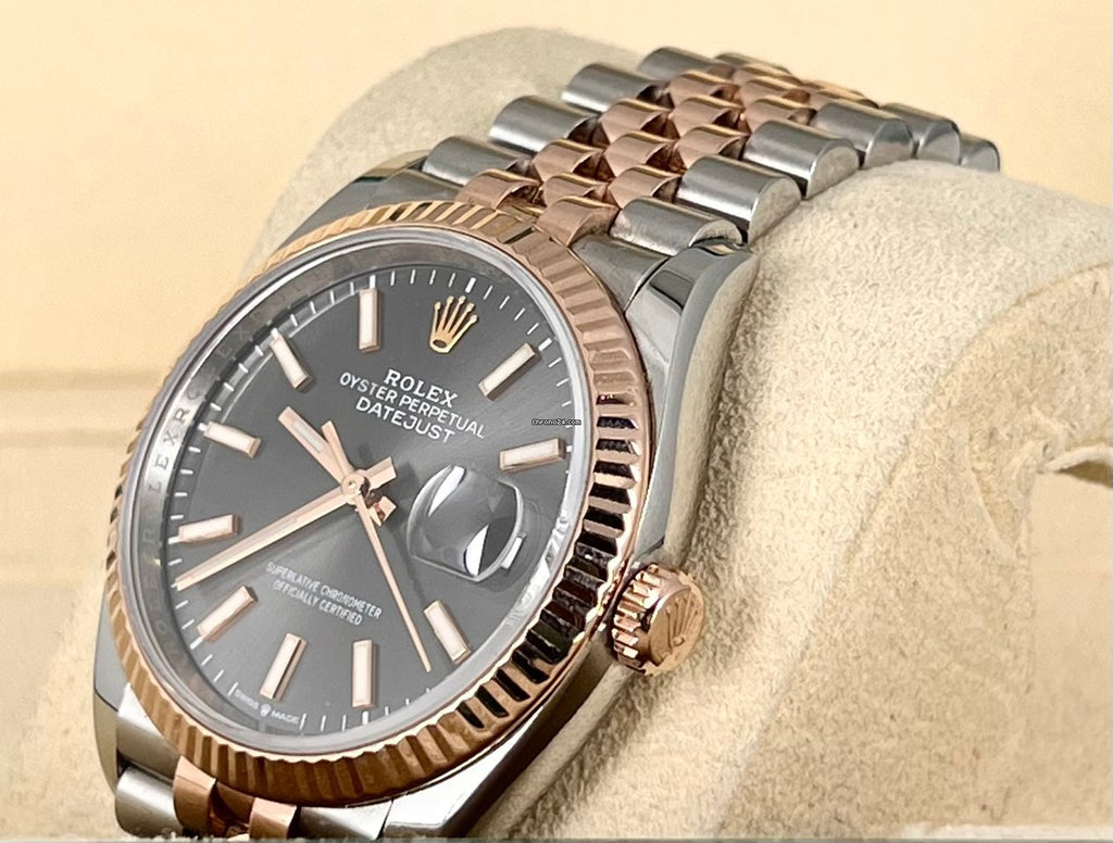 Datejust 36 Stahl und Roségold 18K, Box und Papiere