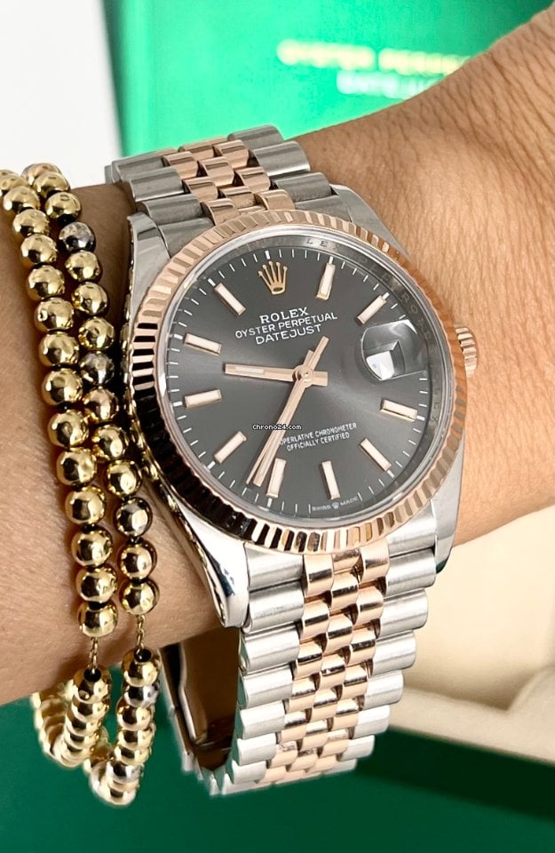Datejust 36 Stahl und Roségold 18K, Box und Papiere