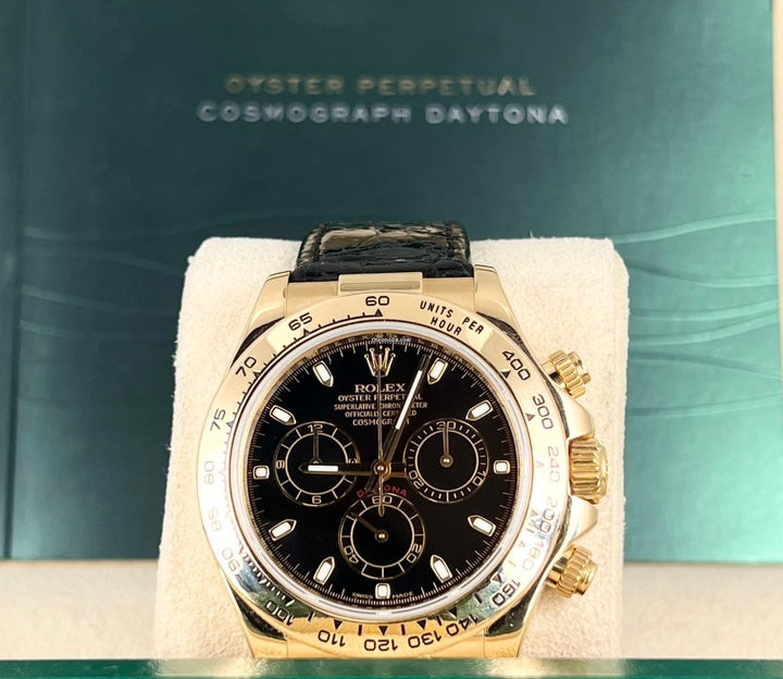 Daytona 18 Karat Gelbgold, Seriennummer M, wunderschöner Zustand, Box, Papiere 