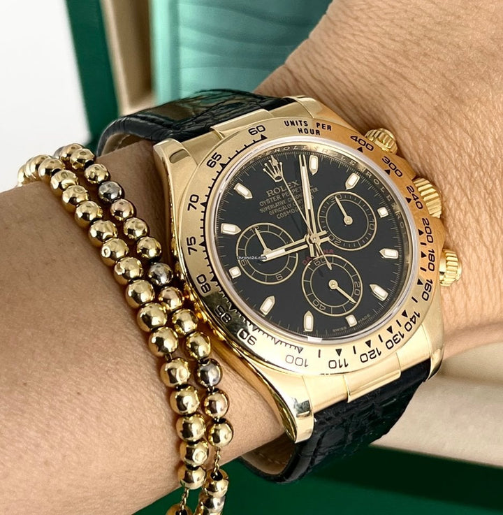 Daytona 18 Karat Gelbgold, Seriennummer M, wunderschöner Zustand, Box, Papiere 