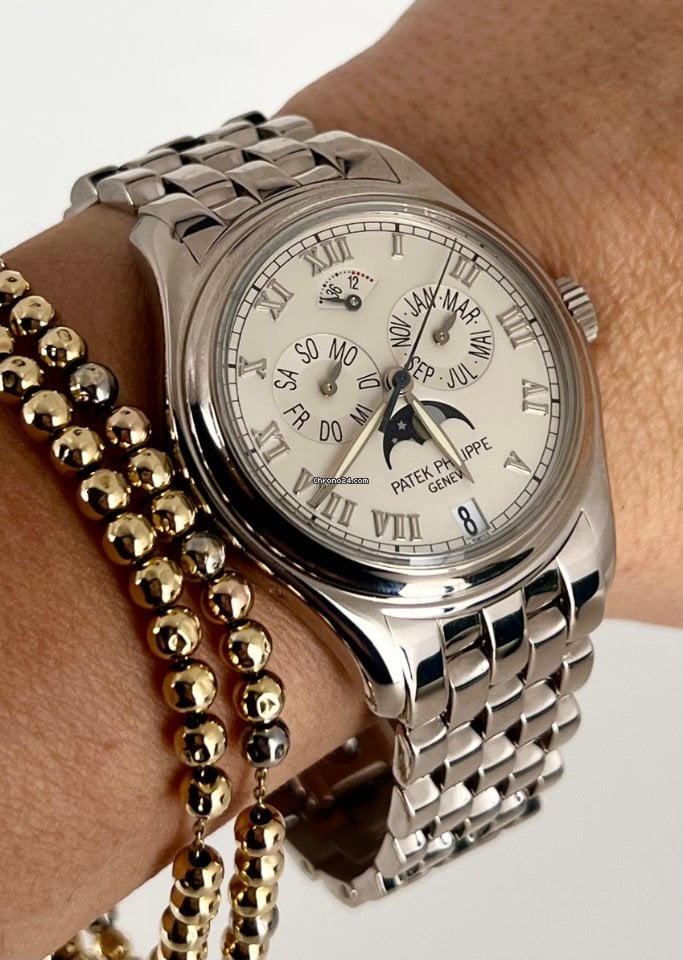 Jahreskalender Mondphase 37 mm 18K Weißgold