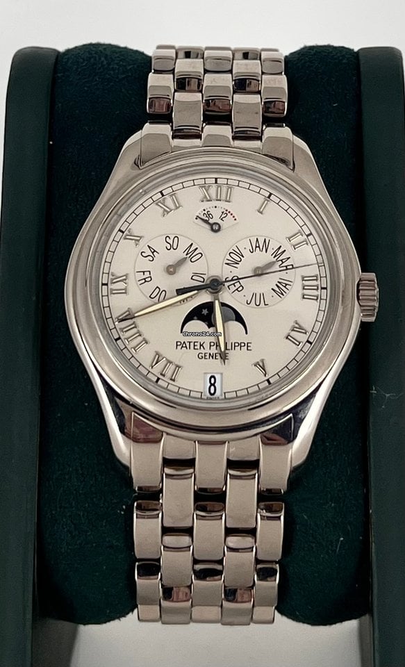 Jahreskalender Mondphase 37 mm 18K Weißgold